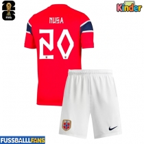 Norwegen Antonio Nusa #20 Heimtrikotsatz Kinder EM 2024 Kurzarm (+ Kurze Hosen)
